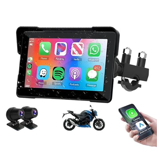 Waterproof CarPlay GPS DVR for Motorcycles 5 & 7 Inch LCD